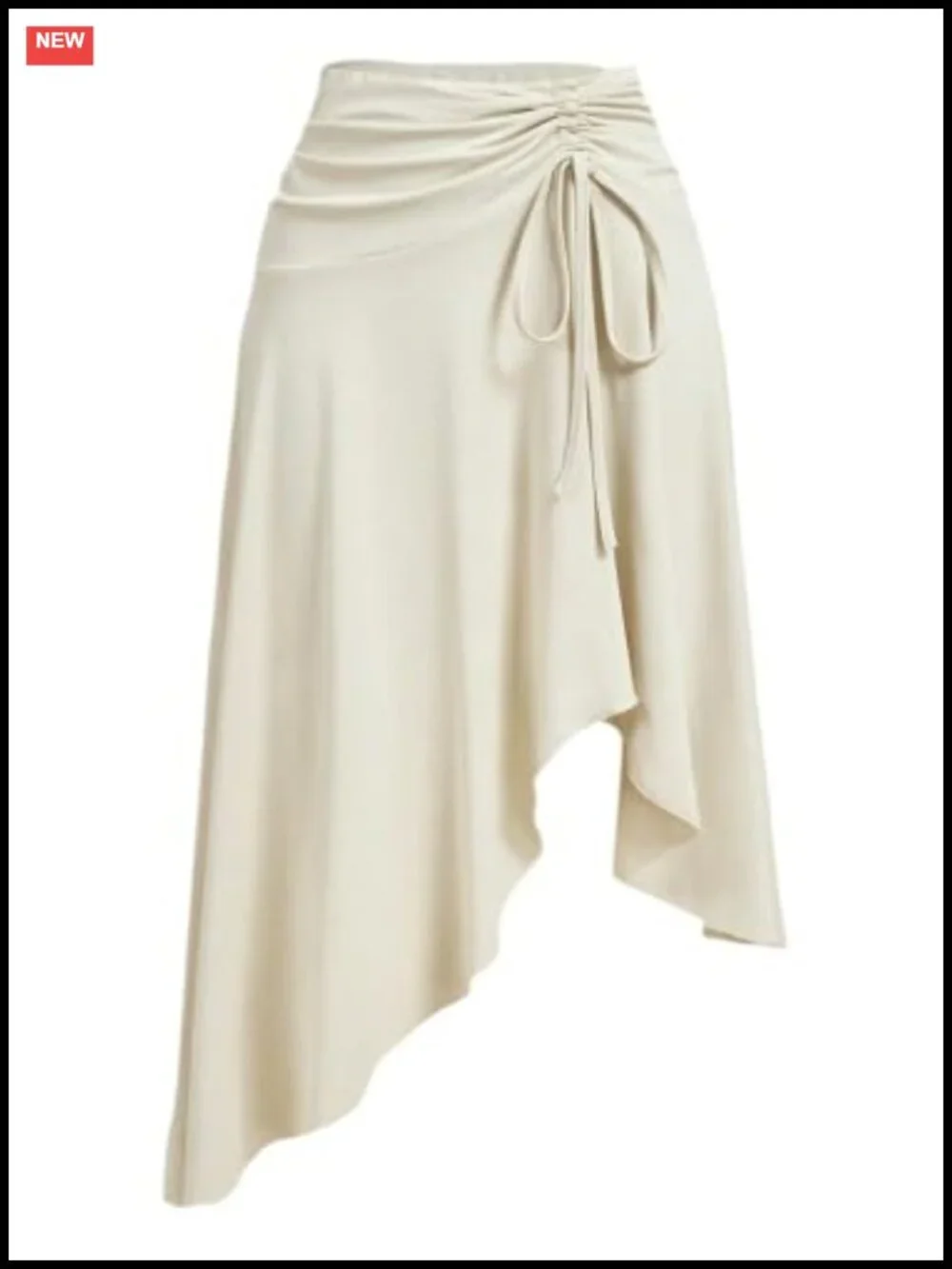 Women's Ruched Drawstring Asymmetrical Midi Skirt with High Stretch